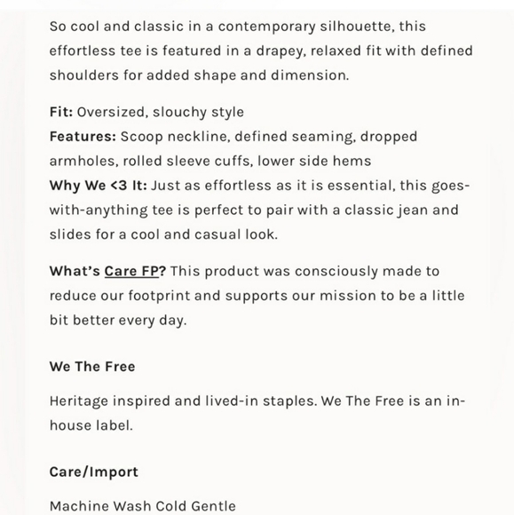 Free People Naomi Tee Washed Black XS NWT - Picture 5 of 6